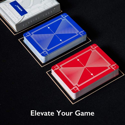 SLOWPLAY 100% Plastic Playing Cards, 2-Deck Poker Card Set, Jumbo Index, Poker Size, Superior Flexibility and Durability, Waterproof & Washable, Professional Playing Cards for Texas Hold’em Poker