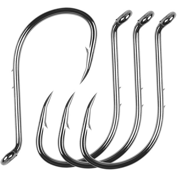 Octopus Hooks Baitholder Fishing Hooks J Hooks Octopus Circle Hooks Barbed Beak Fish Hooks Offset Hooks High Carbon Steel Extra Sharp for Saltwater Freshwater Fishing