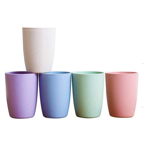 Choary Eco-friendly Unbreakable Reusable Drinking Cup for Adult(12 OZ), Wheat Straw Glasses Healthy Tumbler Set 5-Multicolor, Dishwasher Safe