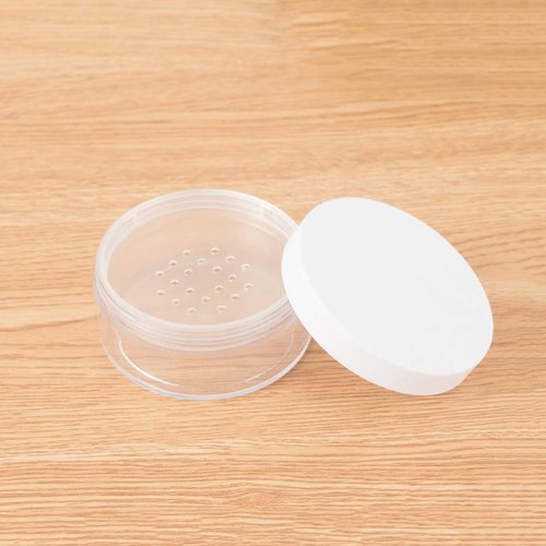 AKOAK Capacity 30 ml(1 oz) Empty Reusable Plastic Loose Powder Compact Container DIY Makeup Powder Case with Sifter and Lined Screw Lid,White Lid,Pack of 4