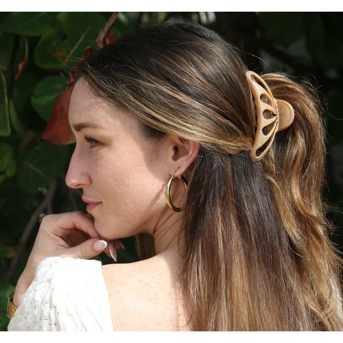Camila Paris CP3054 French Hair Clip for Women Thick Hair for Long Curly Wavy Hair, Beige, Girls Hair Claw Clips Fashion Styling Hair Accessories for Women, Strong Hold No Slip Grip, Made in France
