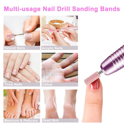 Ainiya Sanding Bands for Nail Drills, 80 pcs Small Bands with 3.1mm Mandrel Bit Nail Drill Bits 80#120#180#240# for Acrylic Nails Gel Manicures and Pedicure