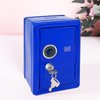 Kid Safe Piggy Bank, Metal Safe with Key, Money Saving Box for Children, Boys Girls Best Gift (Blue- Rectangular)