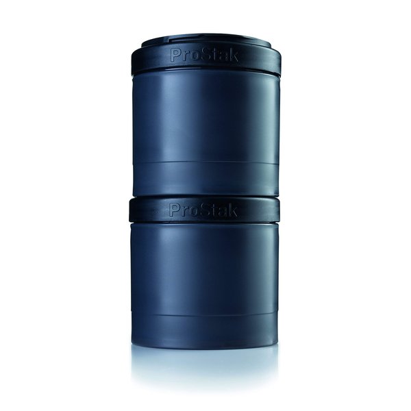 BlenderBottle ProStak Twist n' Lock Storage Jars Expansion 2-Pak with Pill Tray, All Black