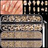 3220Pcs Champagne Gold Glass Nail Rhinestones 120Pcs Multi Shapes Flatback Gems Crystal+3100Pcs 1.5-4mm Round Beads, Manicure Diomand Jewelry Gemstones for Nail Design Makeup Acrylic Nails Decoration