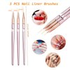 6PCS Nail Art Liner Brushes Set, UV Gel Acrylic Nail Art Drawing Painting Brushes Rose Gold Handle French Stripe Lines Painting Nail Pens