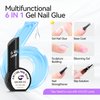 Gelike EC Gel Nail Glue UV - 6 in 1 Gel Glue for Nail Tips,Base Coat Free,2PCS Strong Adhesive for Press on Nails Acrylic Tips