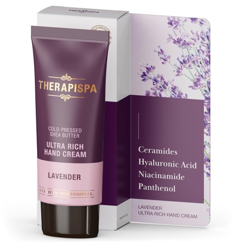 THERAPISPA Ultra Rich Hand Cream with Hyaluronic Acid, Niacinamide (B3), Panthenol (B5), Ceramides, Shea Butter | Protect, Nourish, Moisturize Dry Hands (Lavender, 1.7 fl oz, Pack of 1)