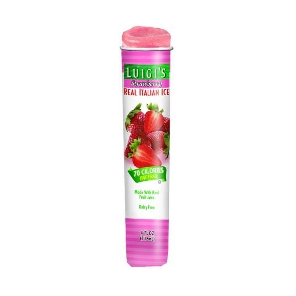 Luigis Real Italian Ice Strawberry Squeeze Tube, 4 Ounce -- 24 per case.