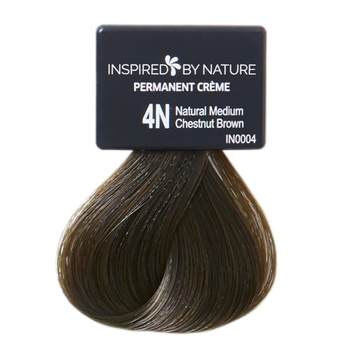 ion Ammonia-Free Permanent Hair Color Natural Medium Chestnut Brown 4N, made from 100% naturally-derived polymers, cruelty free, vegan, PPD free, recyclable packaging, 2.05 oz