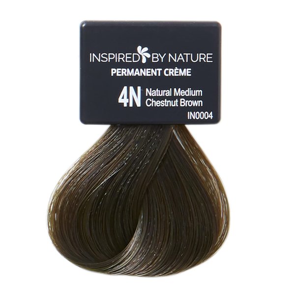 ion Ammonia-Free Permanent Hair Color Natural Medium Chestnut Brown 4N, made from 100% naturally-derived polymers, cruelty free, vegan, PPD free, recyclable packaging, 2.05 oz