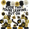 KMCCUMBER Rude That You're Leaving But OK Banner Farewell Decorations Party Include Banner Hanging Swirls Balloons Honeycomb Centerpieces Sash, Going Away Party Decorations