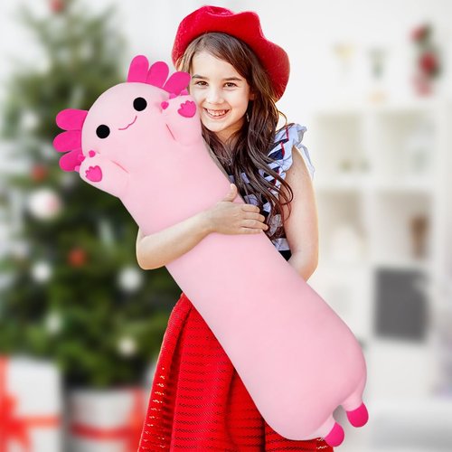 Chubbyjoy Axolotl Plush Toy, Cute Axolotl Stuffed Animal Soft Long Plushie Body Pillow for Girls and Boys Adults Gifts, 20", Pink