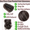 S-noilite Clip In Ponytail Hair Extensions Claw Clip In Ponytail Extention Hairpiece Long Straight Jaw Clip In Ponytail for Women Synthetic Fiber Hair 21 Inch Natural Black