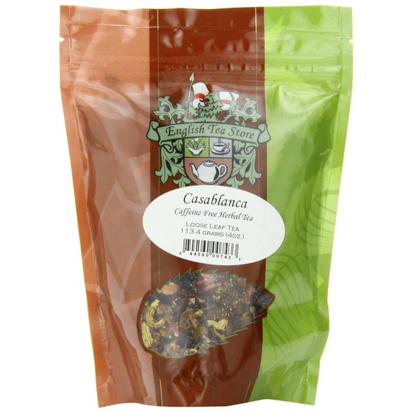 English Tea Store Loose Leaf, Casablanca Caffeine Free Herbal Tea Pouches, 4 Ounce