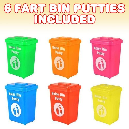 ArtCreativity Fart Bin Putty, Set of 6, Assorted Vibrant Colors, Birthday Party Favors, Goodie Bag Stuffers, Noise Slime, Piñata Filler, Funny Prank Toy, for Boys and Girls