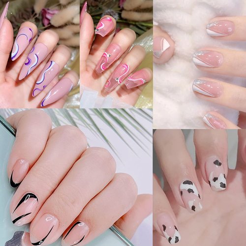 French Nail Art Stickers 3D Self-Adhesive Nail Decals Design, Colorful Wavy Line Heart Nail Decoration Holographic Elegant Chains Nail Sticker, Women Girls Manicure Tips Supplies Nail Decal(14 Sheets)