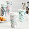 Juvale 24 Pack Disposable Floral Paper Coffee Cups with Lids 16 oz, To Go Coffee Cups for Flower-Themed Birthday Party Supplies, Wedding Reception, Baby Shower (4 Pastel Colors)