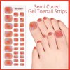 WOKOTO Semi Cured Gel Nail Strips For Toenails, 16 Size 32 Tips Gradient Design Toe Nail Polish Strips With Nail File & Wooden Stick, Works With Lamps, Salon-Quality, Long Lasting, Easy To Use