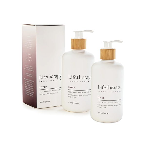 Lifetherapy Loved, Made For All Skin Types, Nourishing, 12 Ounce, Multiuse Liquid Soap, Body Wash, Bubble Bath, Pack of 2