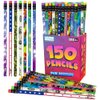 ArtCreativity 150 PC Pencil Assortment for Kids, Fun Assorted Number 2 Pencils, Bulk Wooden Writing Pencils with Erasers, Teacher Supplies for Classroom, Student Reward, Stationery Party Favors