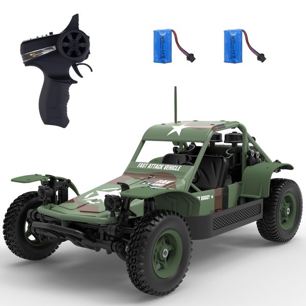 Spobot Remote Control Truck Army Tactical Truck 4WD Military Command Vehicle Off-Road RC Car with Lights Kids HobbyToy