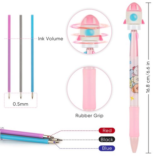 24 Fidget Spinner Multicolor Pen in One 3-in-1 | Fun Cute Pens for Kids & Adults | Stress Relief Rotating Pen 0.5mm | Perfect for School, Office, Home, Birthday Gifts