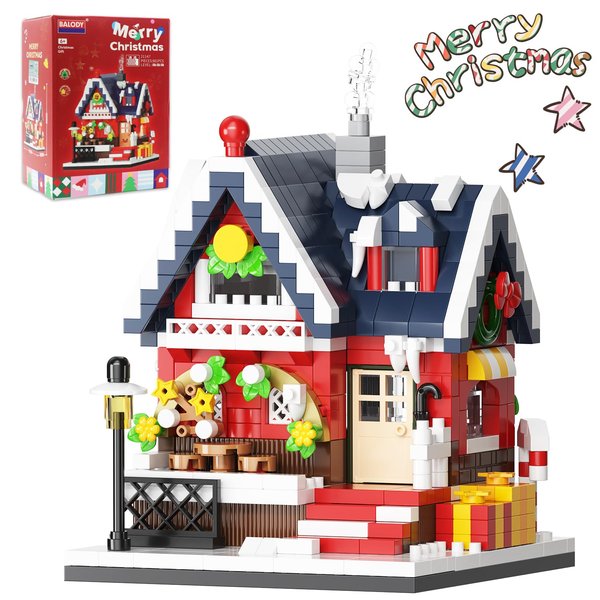 QIQIRUI Christmas Building Block Toy Gingerbread House Kit,661pcs Mini Bricks Building Sets with LED Light, Holiday Display Decor Stocking Stuffers Gift for Kids Adults