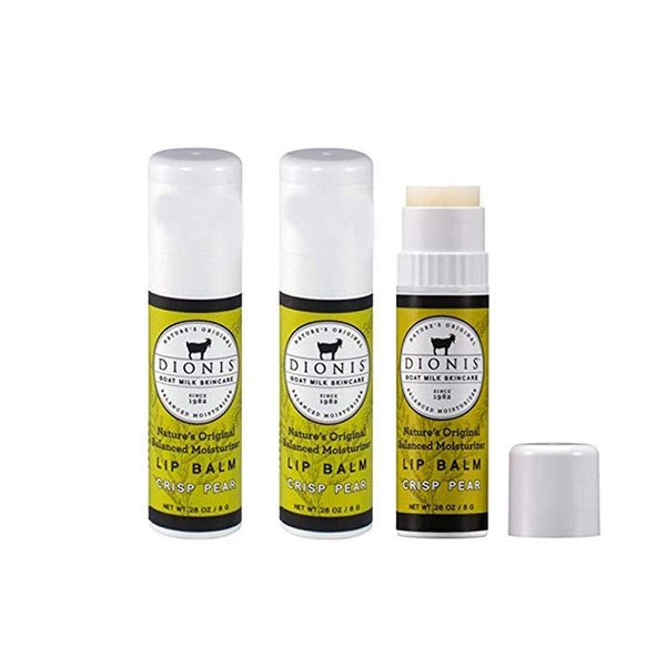Dionis - Goat Milk Skincare Crisp Pear Scented Lip Balm 3 Piece Set (0.28 oz) - Made in the USA - Cruelty-free and Paraben-free