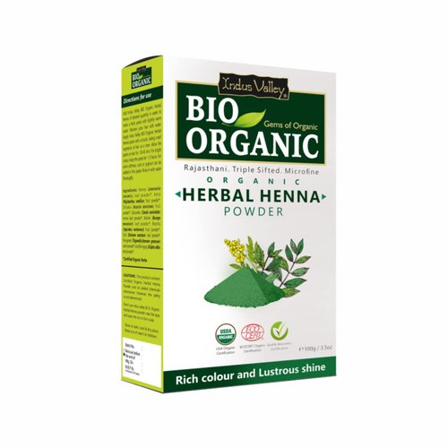 Indus Valley Bio Organic 100% Pure Indigo Powder & Henna Powder Hair Color Combo Kit | Herbal Henna & Indigo Powder Without Preservatives for Natural Hair Dyeing - 100 gm Each