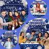 Navy Blue Birthday Decorations for Men Boys Women Girls, Blue and Silver Party Decorations with Happy Birthday Banner Backdrop Tablecloth Blue Star Balloons Silver Fringe Curtains Party Supplies