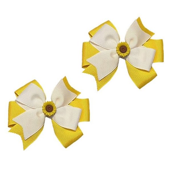 Sunflower Button Toddler Hair Bow Set