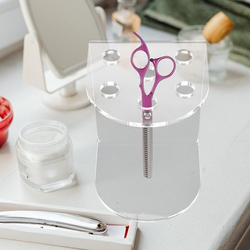 1Pcs Clear Acrylic Scissors Holder Rack 6 Holes Salon Shear Holder Salon Shears Rack for Hair Stylist Scissors Desktop Organizer for Barber Shop Office Home
