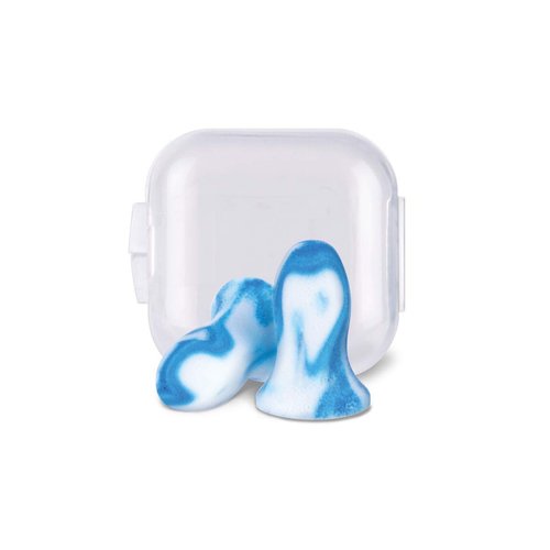Flents Protechs Reusable Ear Plugs For Sleeping, Protection From Loud Environments, Improved Sleep, Reduces Pressure, 10 Pairs With Case, Easy Use With Comfort Fit, NRR 28, Blue, Made In The USA