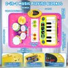 2-in-1 Musical Mat Toys for 1 2 3 4 5 Year Old, Piano Keyboard & Drum Set with 2 Drum Sticks, Early Educational Musical Learning Toys Birthday for 1 2 3 4 5 Year Old Girls & Boys, Pink