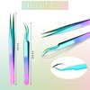 6 Pieces Eyelash Extension Tweezers, Straight and Curved Tip Stainless Steel Tweezers Nippers Volume Lash Tweezers for Eyelash Extensions False Lash Application Tools (Laser)