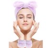 AOPRIE SPA Headbands for Washing Face Makeup Headbands with Bow Hair Band Women Facial Head Band Wrist Towel Wraps For Shower Face Mask Purple, 6 Pack