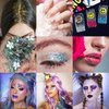 BowJian Blue Face Glitter Singer Concerts Blue Body Glitter Festival Rave Accessories Glitter Eyeshadow Blue Face Paint Blue Hair Glitter Gel Glitter Makeup Blue Glitter Hair Gel for Eye Lip Hair Nail