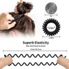 QIUTIMIY 16Pcs Spiral Hair Ties, (Frosted Black) Hair Elastic Coils for Women and Girls, Waterproof Phone Cord Hair Scrunchies Accessories Bands for Ponytails and Updos