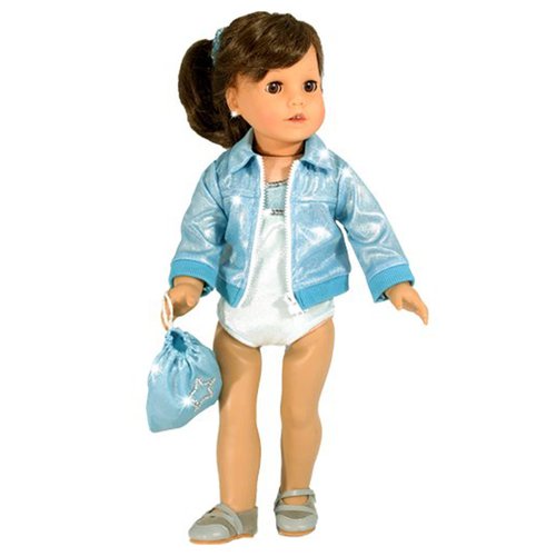 Sophia's 18" Doll 3 pc. Blue and Silver Gymnastics Set with Sleeveless Leotard, Drawstring Backpack, and Zipped Bomber Jacket