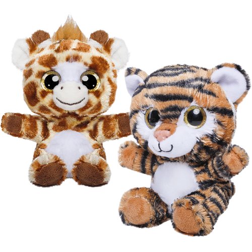 Nleio 7inch Stuffed Animals Forest Plush Toys, 6 Pieces Super Soft Jungle Animal Stuffed Toys Lion/Giraffe/Elephant/Tiger/Zebra/Leopard Safari Plush Animals for Babies Kids Toys Party Decorations