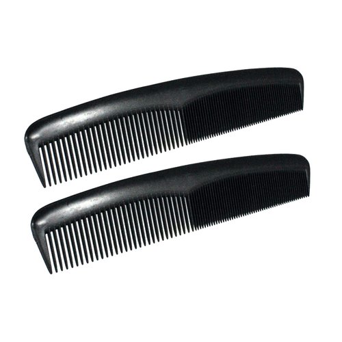 Amelia Beauty, 8in Black Plastic Master Wave Styling Comb, Made in USA, Professional Grade Hair Comb, For Everyday Styling, Thick Hair, Wet or Dry, l, 7"x1.25", 2 Pack