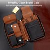 FIREDOG Cigar Pouch, Genuine Leather Travel Portable Cigar Case Box for Father's Day, Men, Husband (Holds 5-6 Cigars,Black)