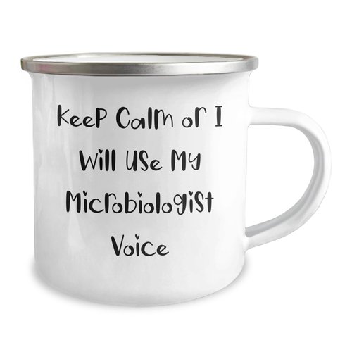 Funny Microbiologist Gifts for Men, Keep Calm Or I Will Use My Microbiologist Voice Camping Mug, Father's Day Unique Gifts from Family to Dad