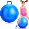 Lewtemi Hopper Ball for Adults, 29 Inch Bouncing Ball Hippity Ball with Handle Rubber Hop Ball, Jumping Hopping Ball Exercise Ball with Air Pump for Outdoors Sports Games Exercise (Blue Green Cloud)