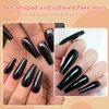 EternalClassic 120pcs Press on Nails Long Coffin, Black Fake Nails Long Ballerina Acrylic Nails Press on Coffin Tips Artificial False Nails with Adhesive Tabs for Women Girls