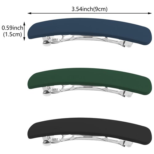 3 Pcs Matte French Hair Clips Flat Hair Barrettes Strong Hold Vintage Hair Clips Cute Hair Styling Clips Metal Snap Hair Clasps Accessories for Women Girls (Blue+Green+Black)