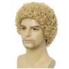 Amnenl Mens Light Blonde Afro Curly Short Wig Fluffy Synthetic Rocker Funcy Male Hair Wig Halloween Cosplay Costume Wig