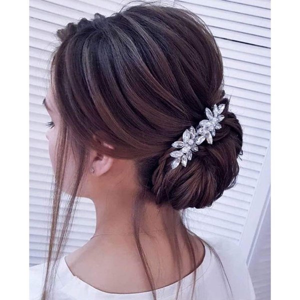 JAKAWIN Bride Wedding Crystal Hair Pins Silver Hair Piece Bridal Hair Accessories for Women and Girls 2 PCS HP071
