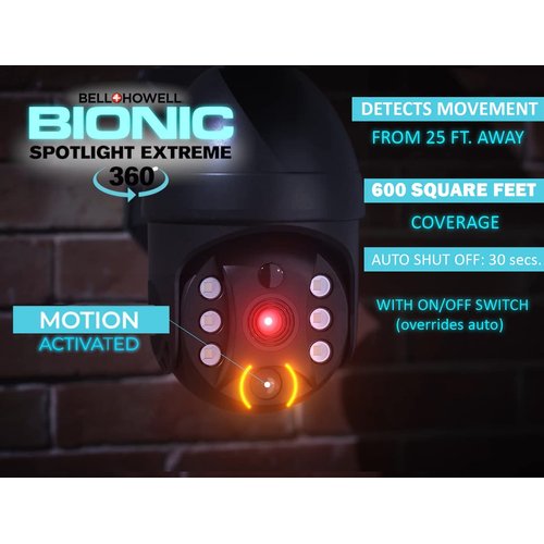Bell+Howell Bionic Spotlight Extreme 360 - Solar Powered Outdoor Lights, Rain and Snow Resistant, Wireless w/Motion Sensor Outdoor for Yard, Garage, Lawn, Patio and Garden As Seen On TV